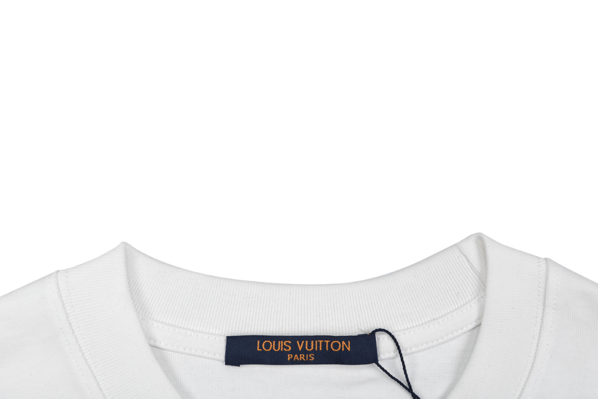 Louis Vuitton Center Monogram Embossed Tonal Long Sleeve Tee White