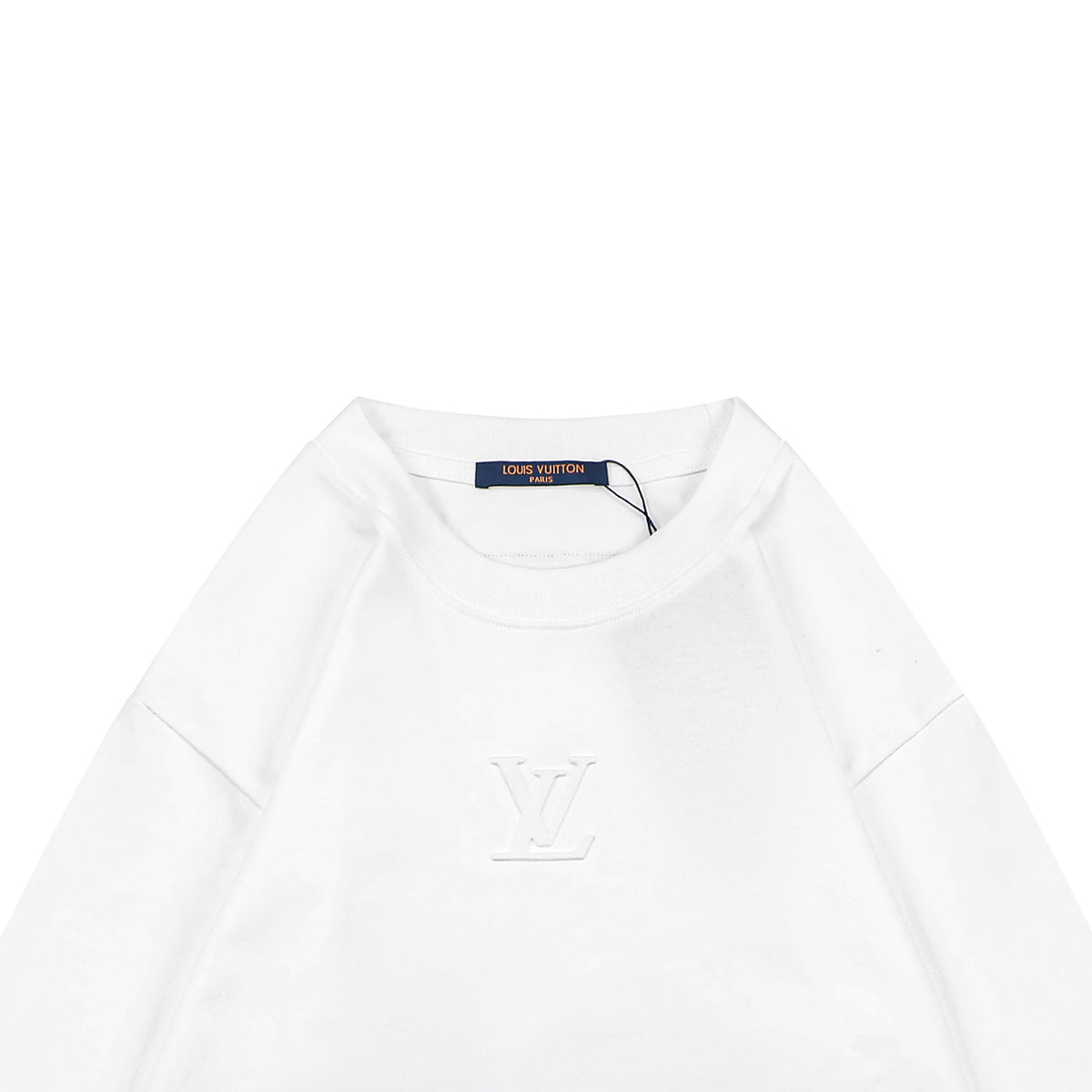 Louis Vuitton Center Monogram Embossed Tonal Long Sleeve Tee White