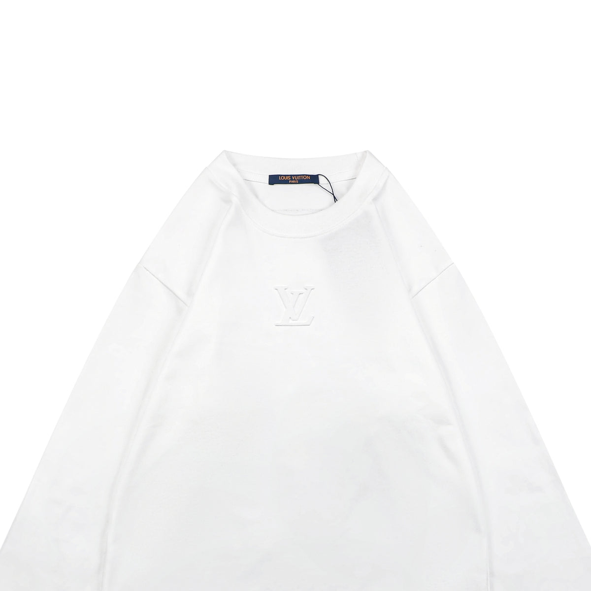 Louis Vuitton Center Monogram Embossed Tonal Long Sleeve Tee White