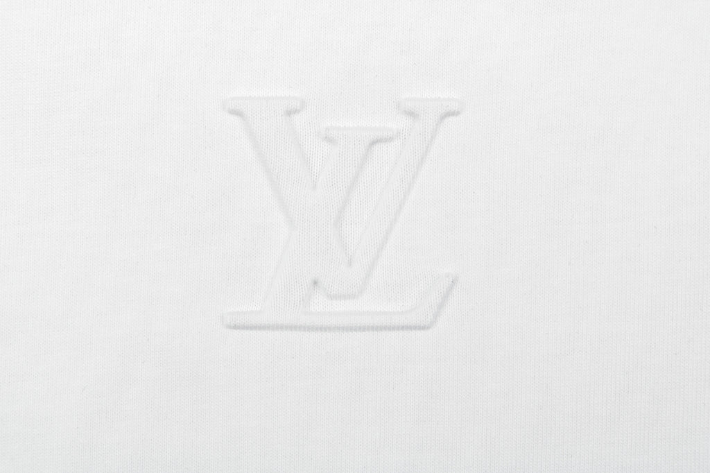 Louis Vuitton Center Monogram Embossed Tonal Long Sleeve Tee White