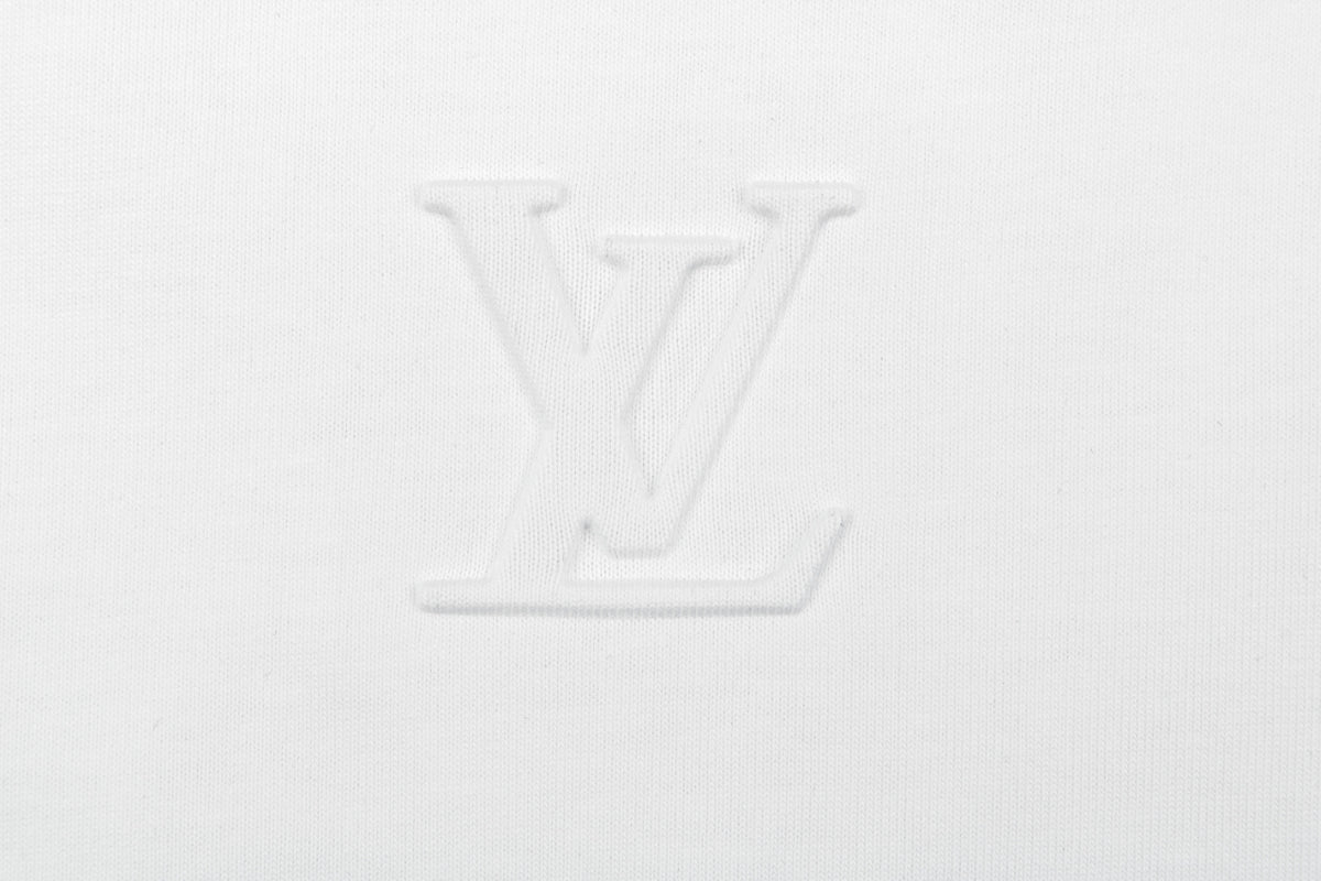 Louis Vuitton Center Monogram Embossed Tonal Long Sleeve Tee White