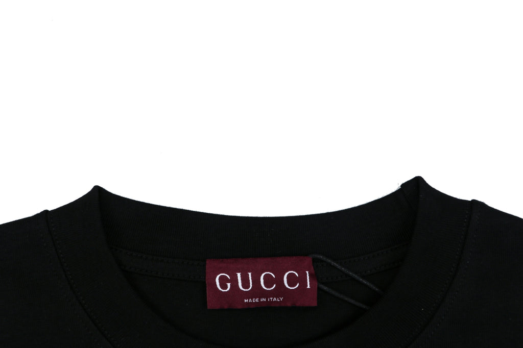 Gucci Center Tonal Interlocking GG Embroidered Long Sleeve Tee Black