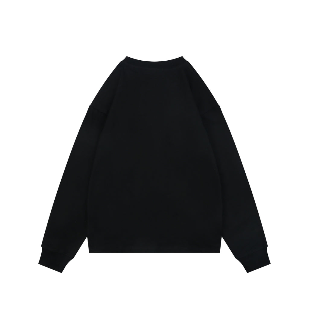 Gucci Center Tonal Interlocking GG Embroidered Long Sleeve Tee Black
