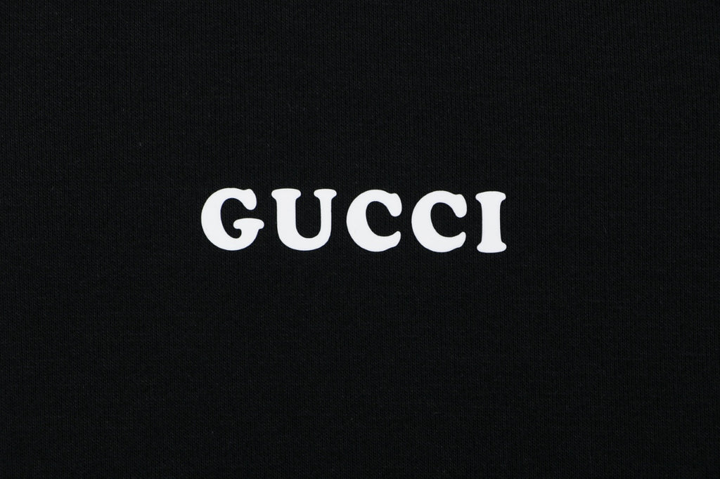 Gucci Small Logo Text Print Zip-Up Hoodie Black