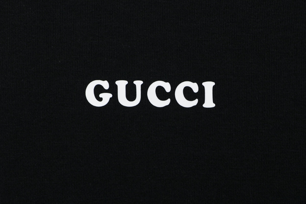 Gucci Small Logo Text Print Zip-Up Hoodie Black