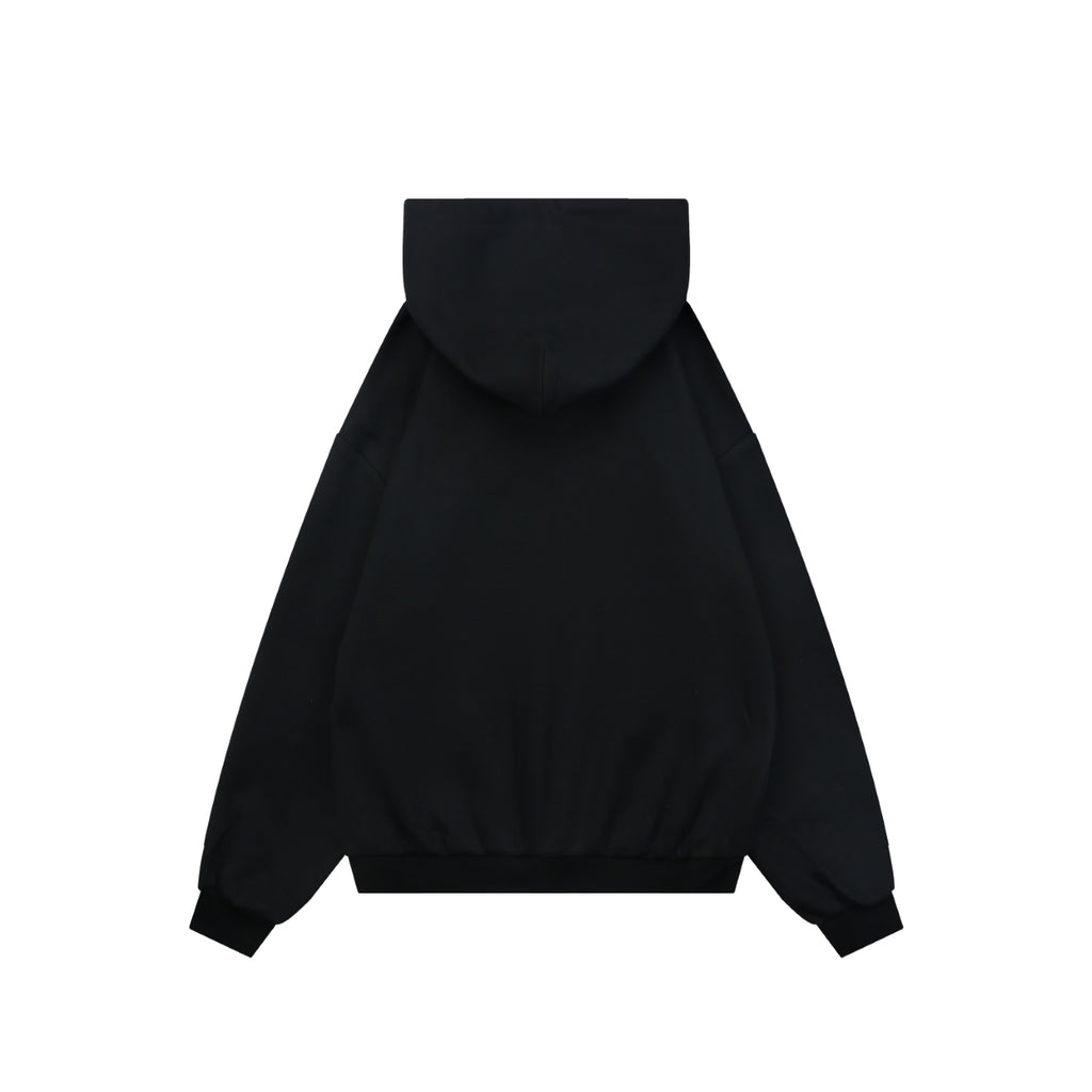 Gucci Small Logo Text Print Zip-Up Hoodie Black