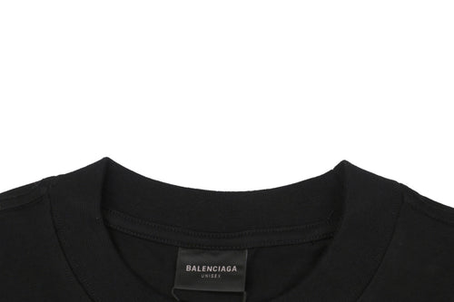 Balenciaga 24SS Activewear IB Logo Silver Reflective Print Short Sleeve Tee Black