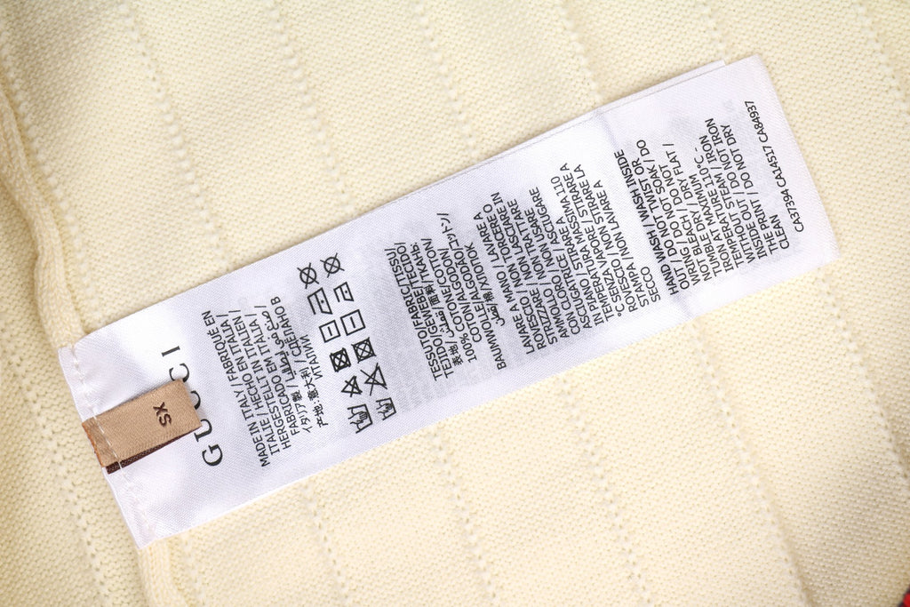 Gucci Interlocking GG Embroidered Web Stripe Polo Shirt Cream