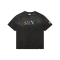 Saint Michael Rainbow SAINT Letter Print Short Sleeve Tee Black