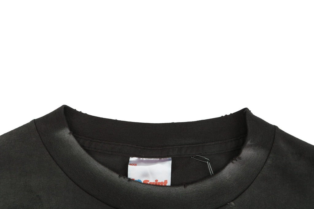 Saint Michael Rainbow SAINT Letter Print Short Sleeve Tee Black