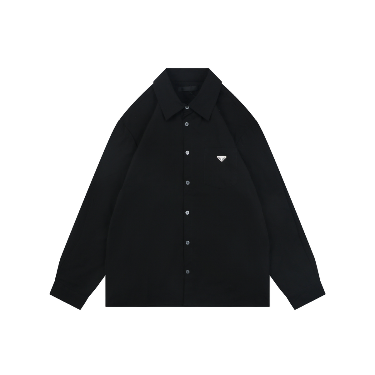 Prada Triangle Logo Pocket Long Sleeve Shirt Black