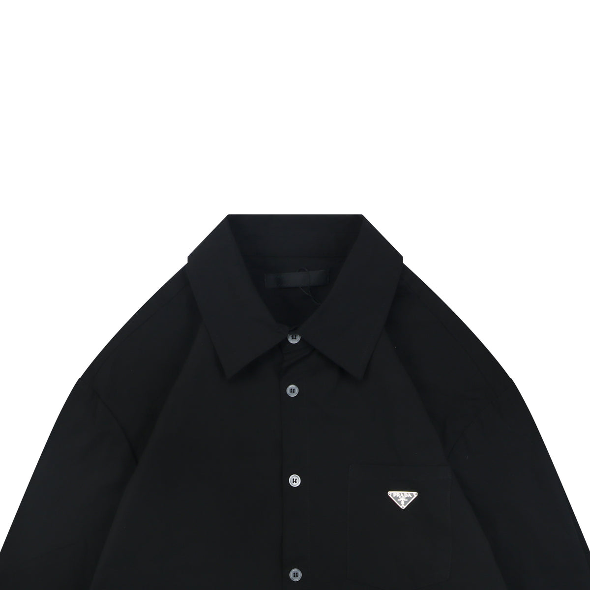 Prada Triangle Logo Pocket Long Sleeve Shirt Black