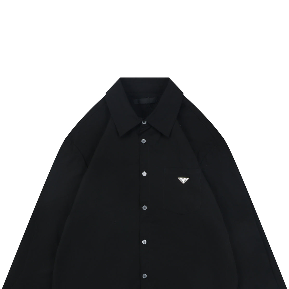 Prada Triangle Logo Pocket Long Sleeve Shirt Black