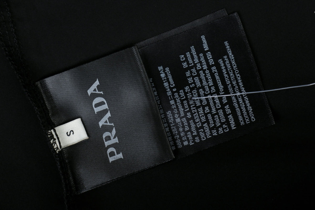 Prada Triangle Logo Pocket Long Sleeve Shirt Black