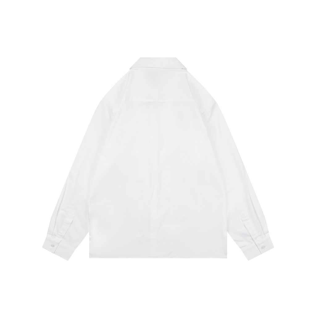 Prada Triangle Logo Pocket Long Sleeve Shirt White