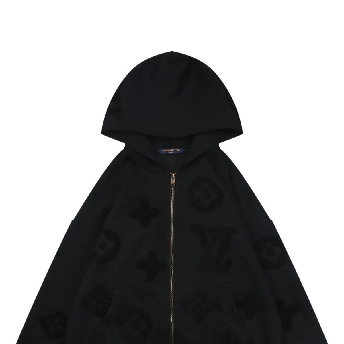 Louis Vuitton Allover Monogram Towel Jacquard Zip-Up Hoodie Jacket Black