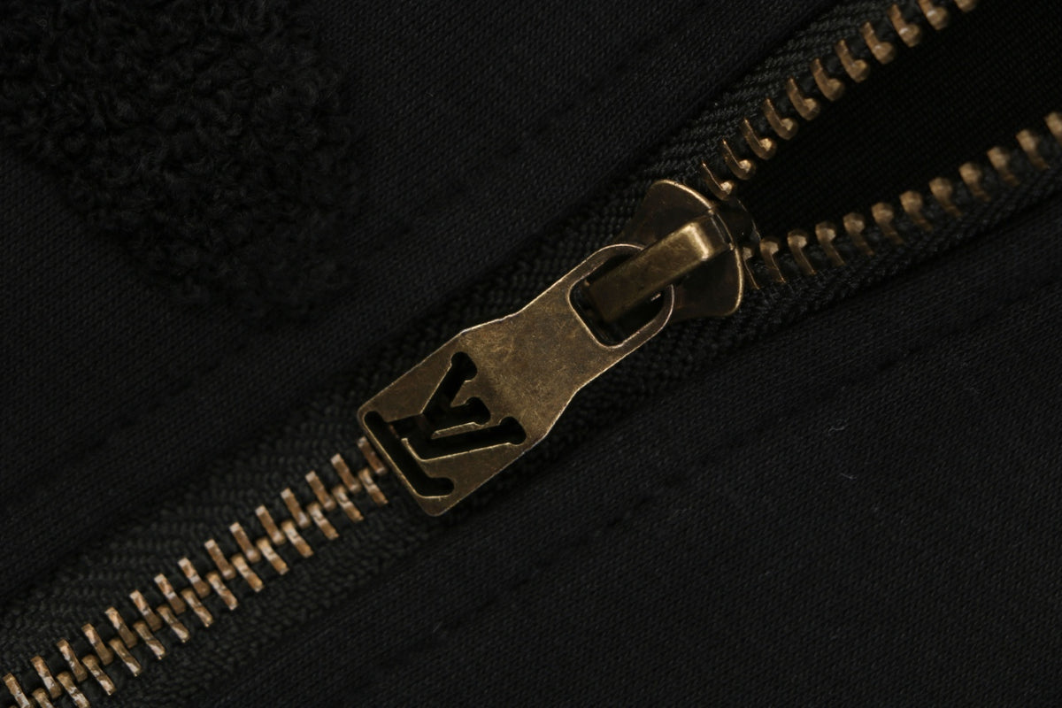 Louis Vuitton Allover Monogram Towel Jacquard Zip-Up Hoodie Jacket Black