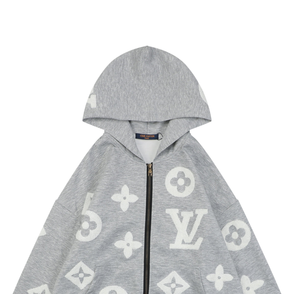Louis Vuitton Allover Monogram Towel Jacquard Zip-Up Hoodie Jacket Grey