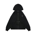 Louis Vuitton Metal LV Monogram Small Logo Zip-Up Hoodie Jacket Black