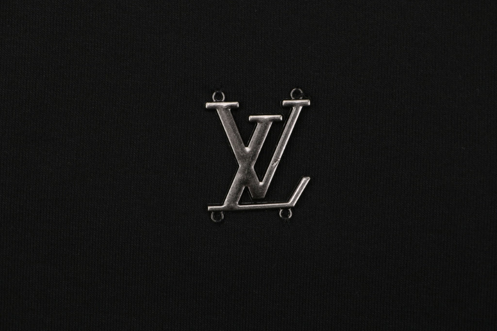 Louis Vuitton Metal LV Monogram Small Logo Zip-Up Hoodie Jacket Black