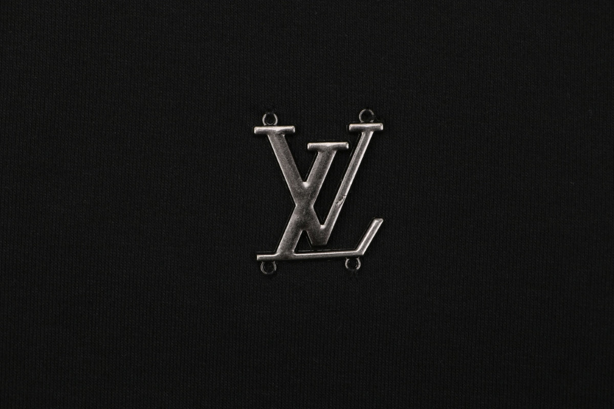 Louis Vuitton Metal LV Monogram Small Logo Zip-Up Hoodie Jacket Black