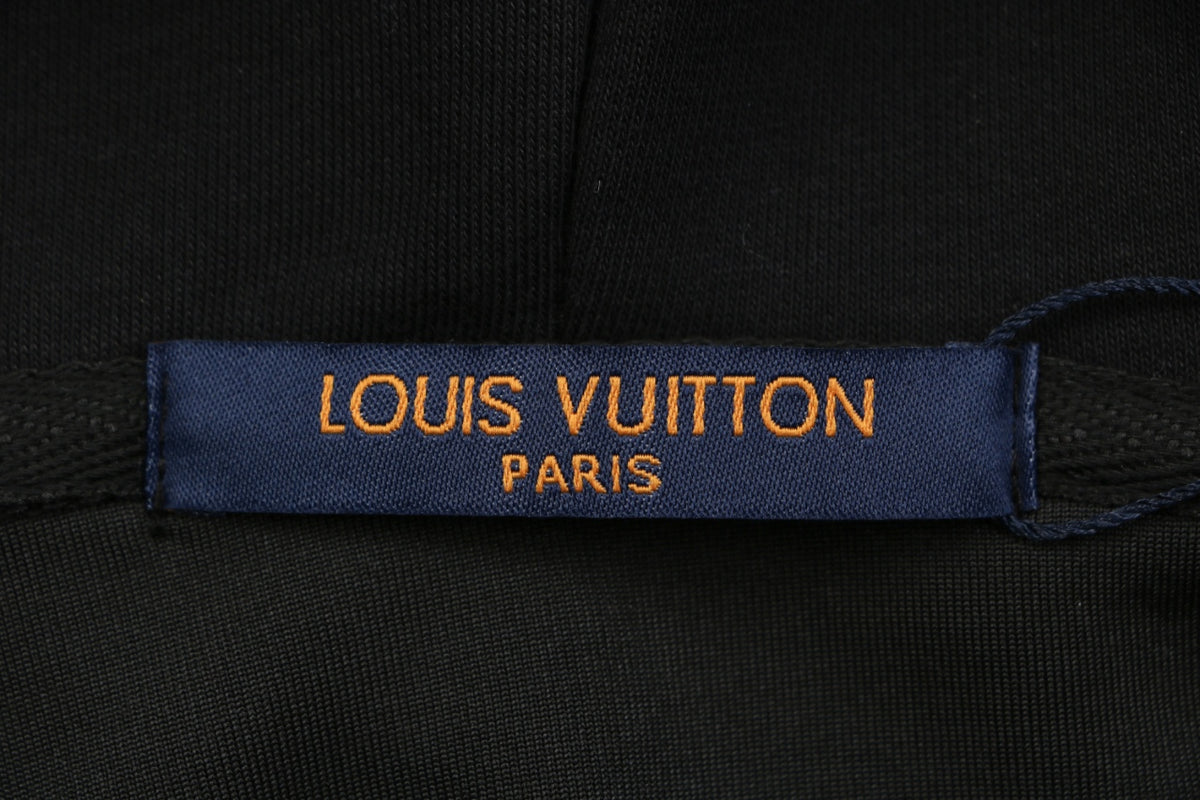 Louis Vuitton Metal LV Monogram Small Logo Zip-Up Hoodie Jacket Black
