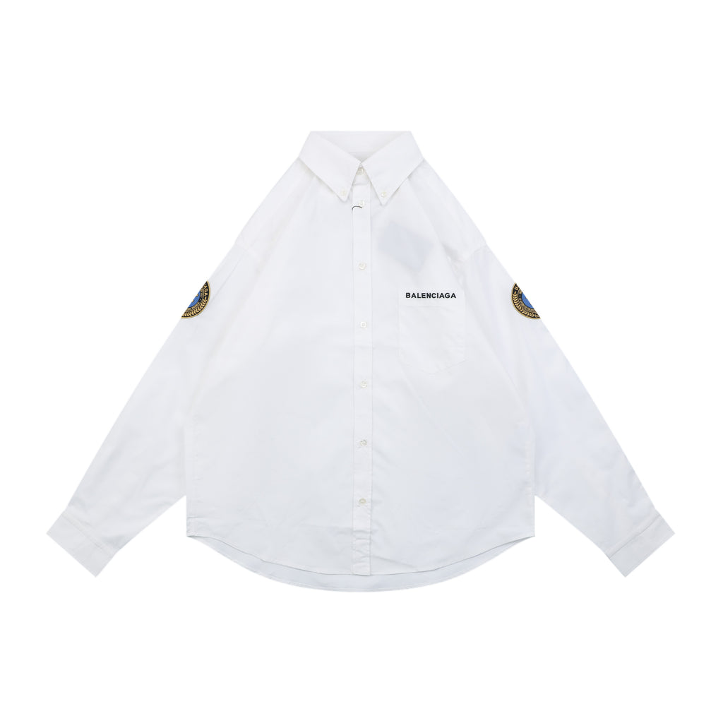 Balenciaga Double Lion Badge Long Sleeve Oversized Shirt