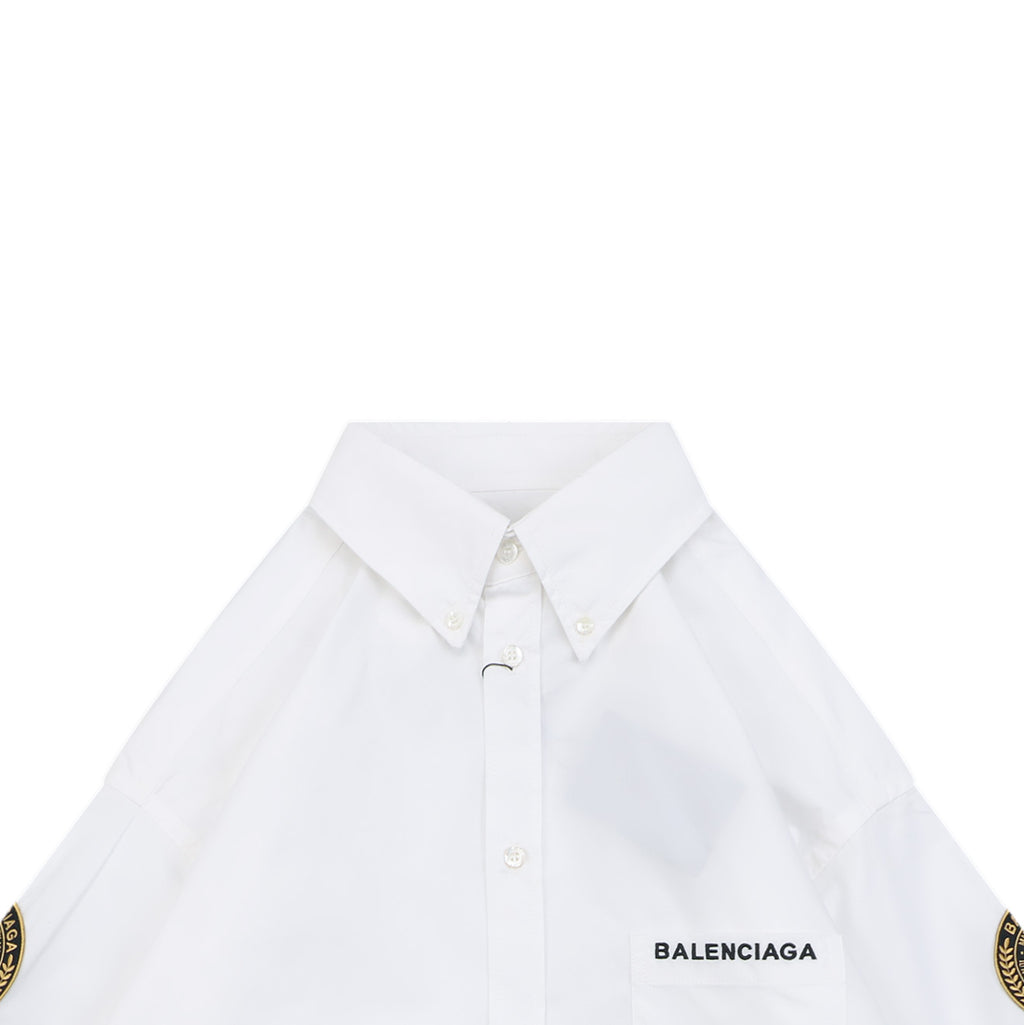 Balenciaga Double Lion Badge Long Sleeve Oversized Shirt
