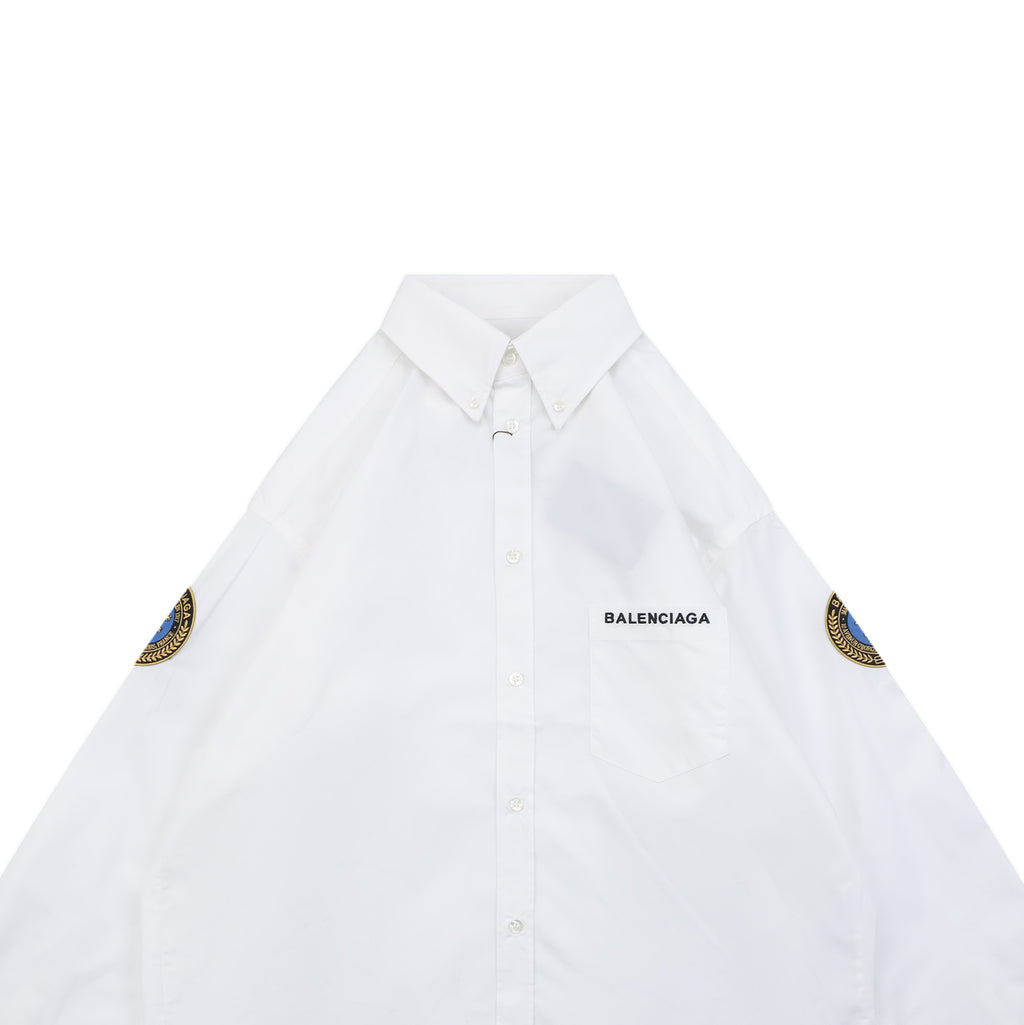 Balenciaga Double Lion Badge Long Sleeve Oversized Shirt