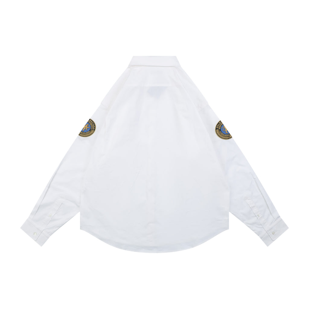 Balenciaga Double Lion Badge Long Sleeve Oversized Shirt