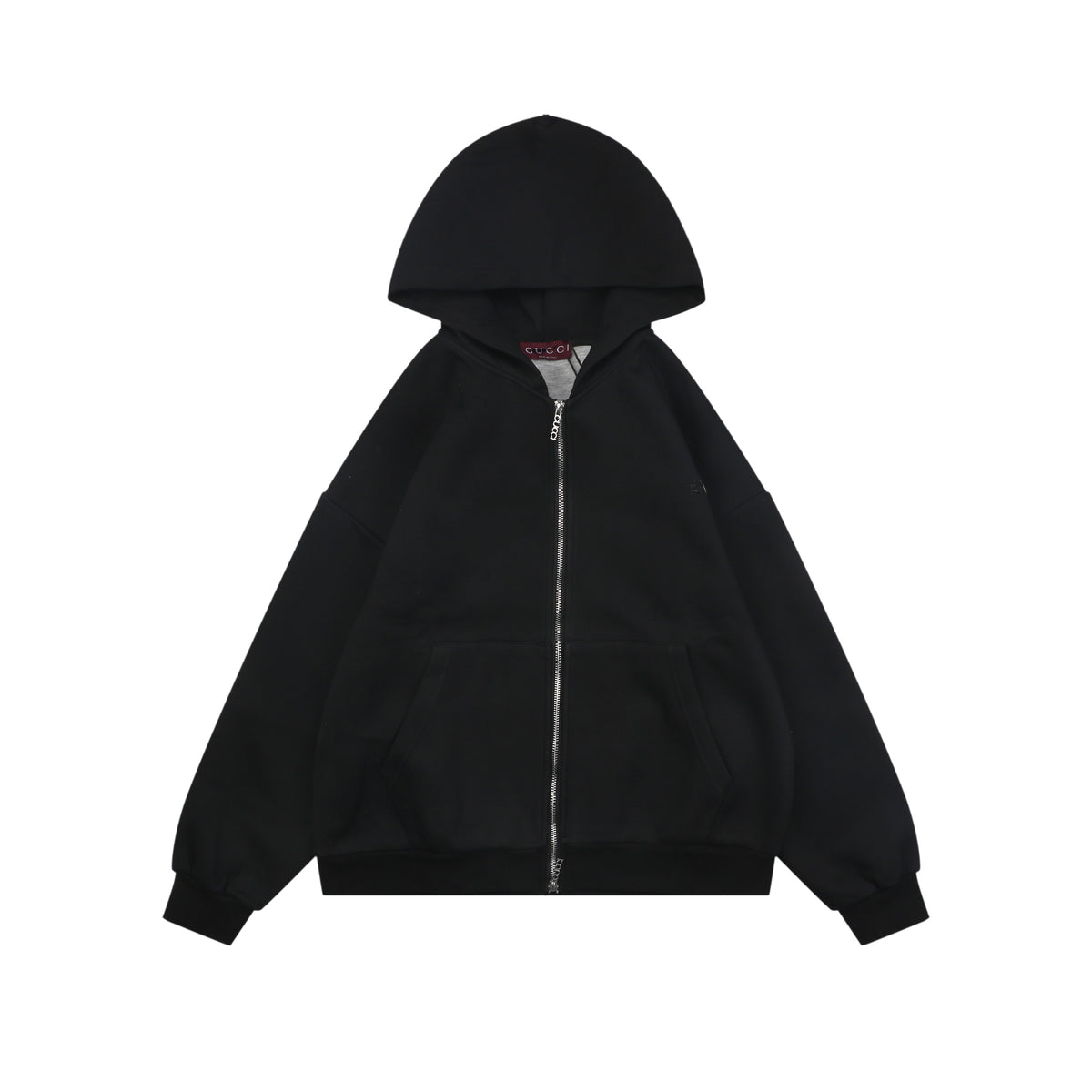 Gucci Tonal G Letter Patch Embroidered Zip-Up Oversized Hoodie