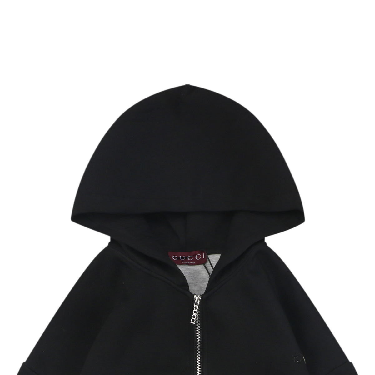 Gucci Tonal G Letter Patch Embroidered Zip-Up Oversized Hoodie