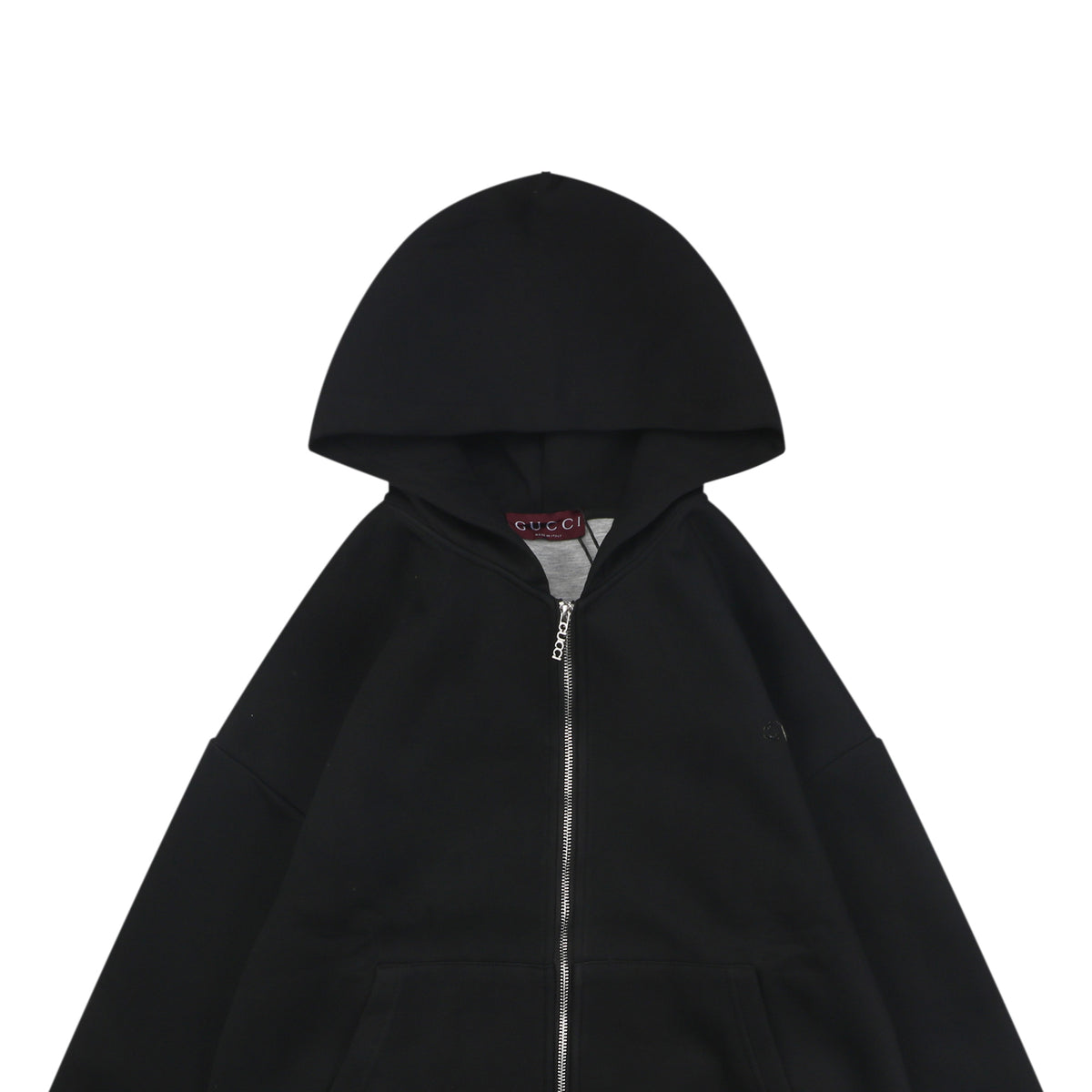 Gucci Tonal G Letter Patch Embroidered Zip-Up Oversized Hoodie