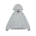 Gucci Tonal G Letter Patch Embroidered Zip-Up Oversized Hoodie — Grey