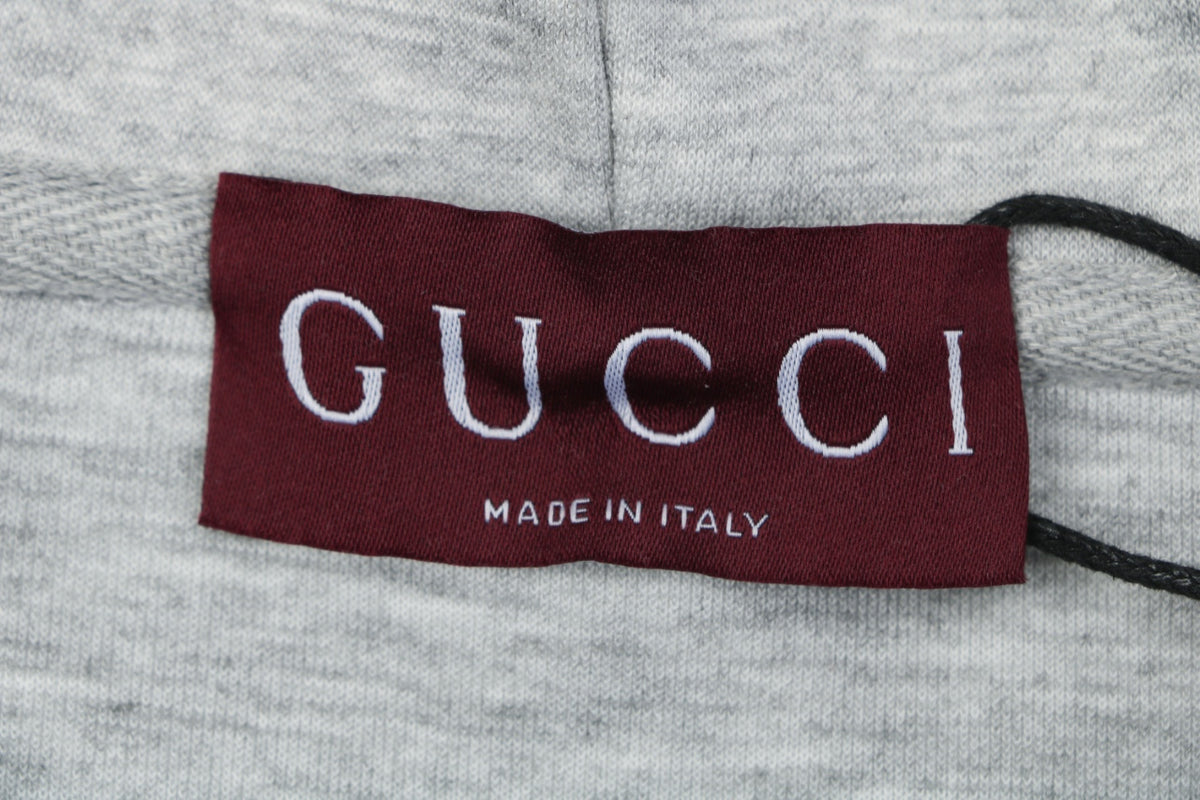 Gucci Tonal G Letter Patch Embroidered Zip-Up Oversized Hoodie — Grey