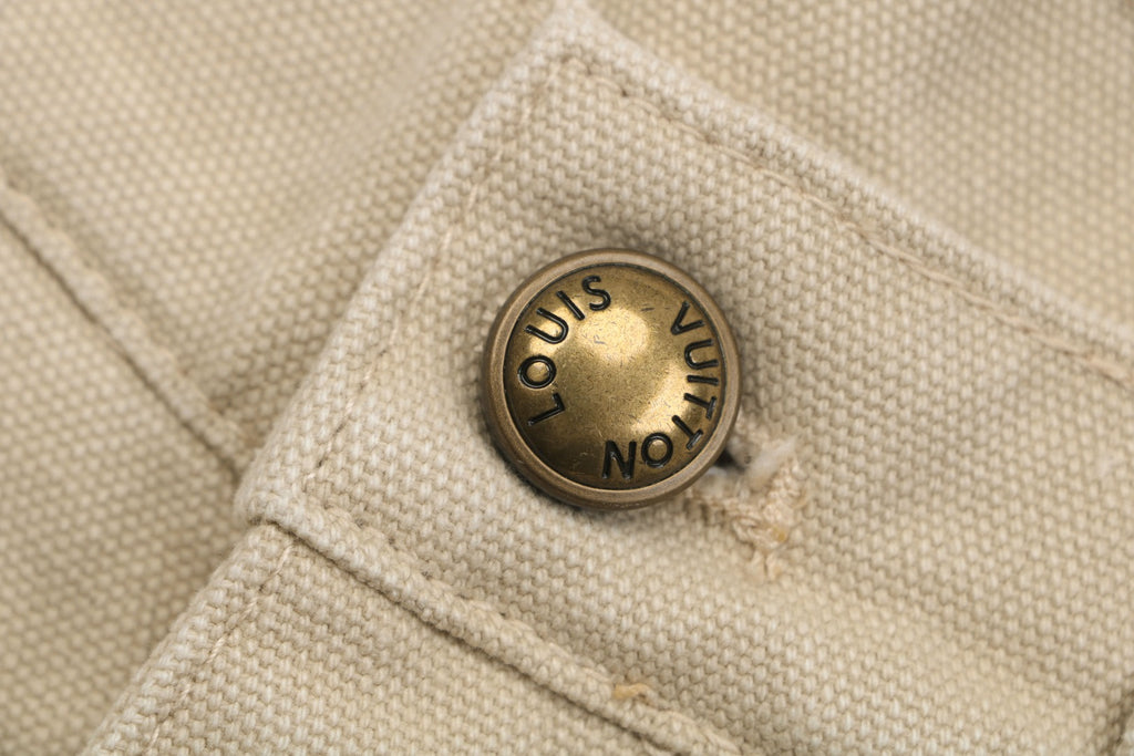 Louis Vuitton Hand-Painted Monogram Stitch Embroidered Straight-Leg Denim Trousers