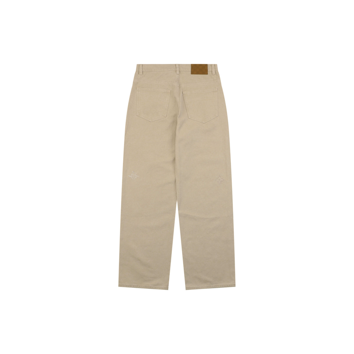 Louis Vuitton Hand-Painted Monogram Stitch Embroidered Straight-Leg Denim Trousers