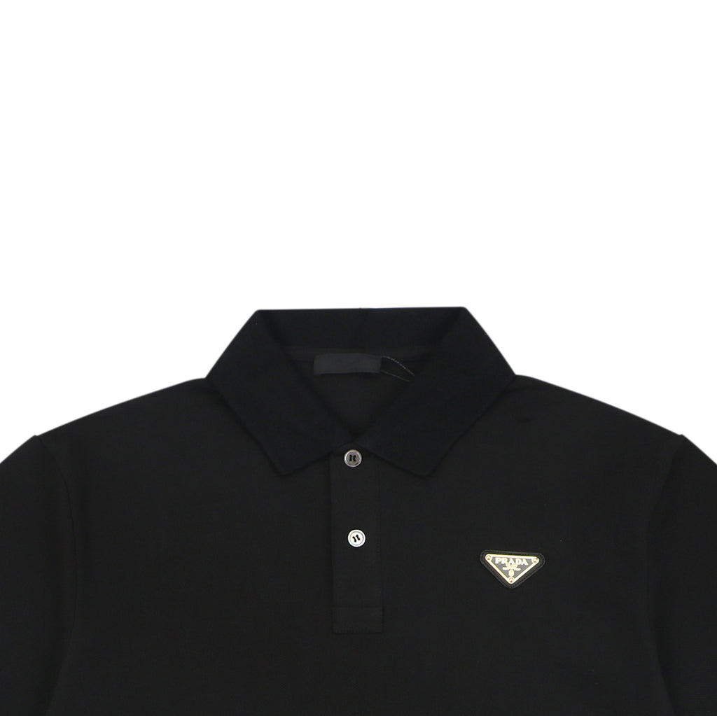 Prada Gold Triangle Logo Piqué Short Sleeve Polo Shirt