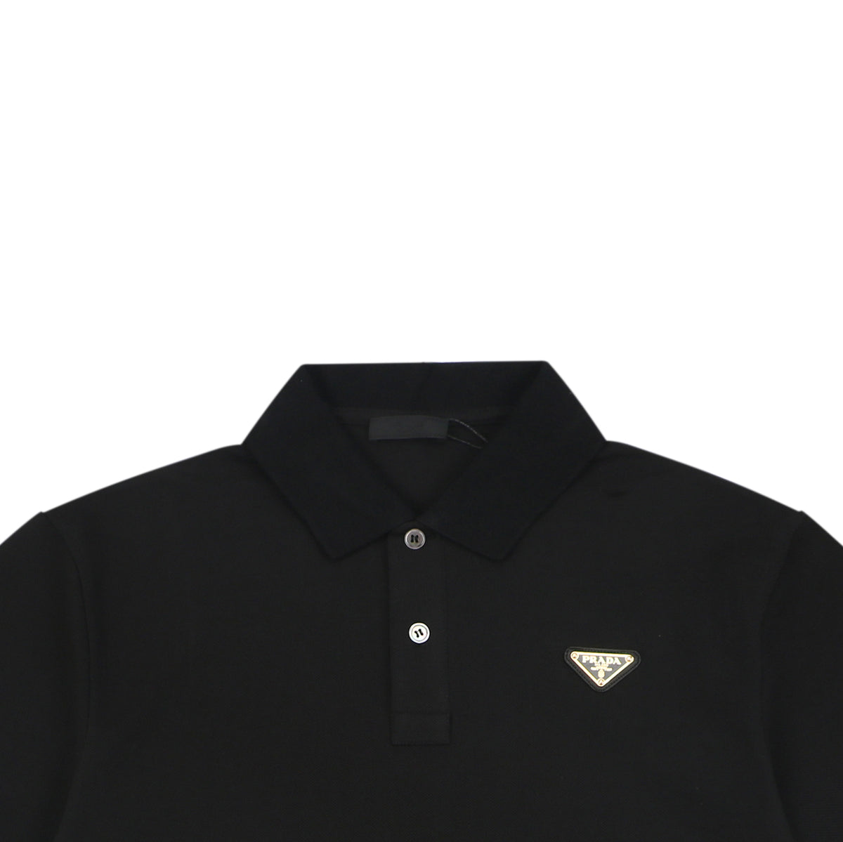 Prada Gold Triangle Logo Piqué Short Sleeve Polo Shirt