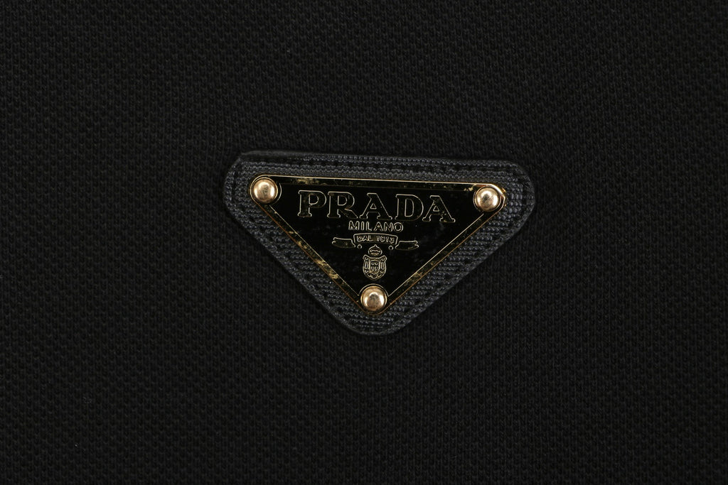 Prada Gold Triangle Logo Piqué Short Sleeve Polo Shirt