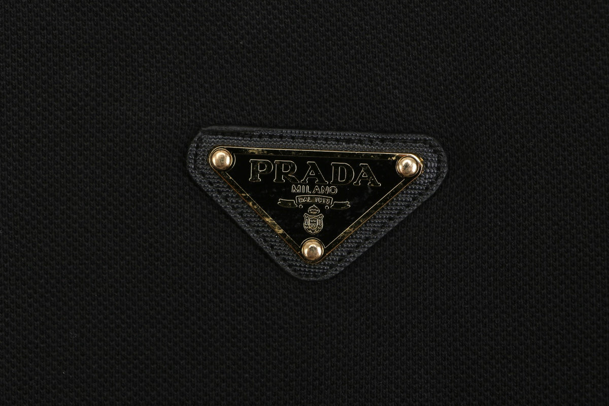 Prada Gold Triangle Logo Piqué Short Sleeve Polo Shirt