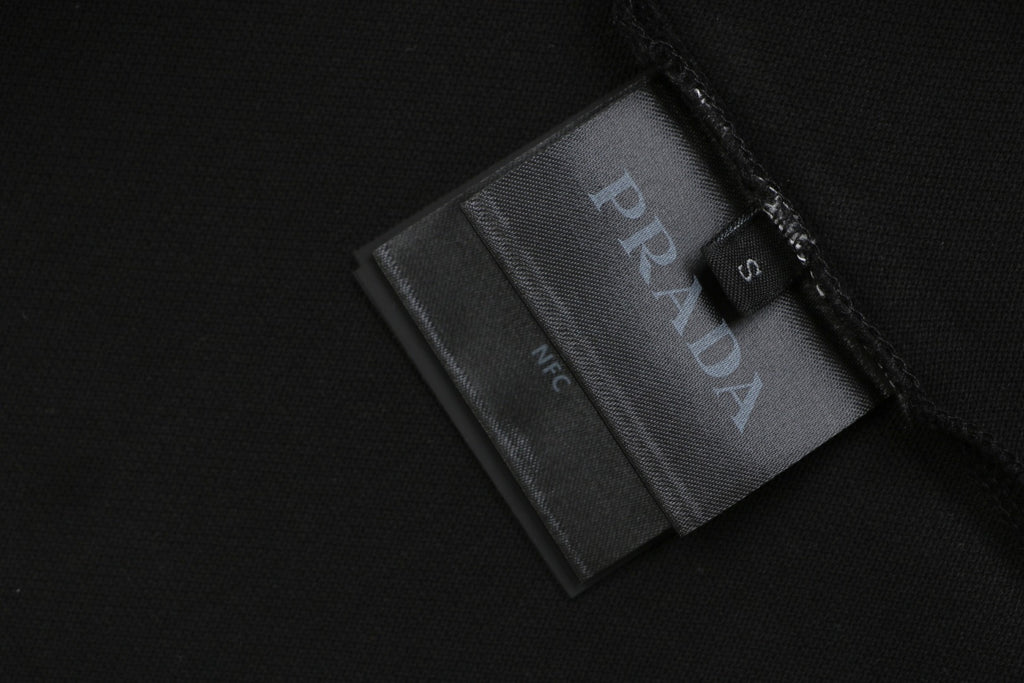 Prada Gold Triangle Logo Piqué Short Sleeve Polo Shirt