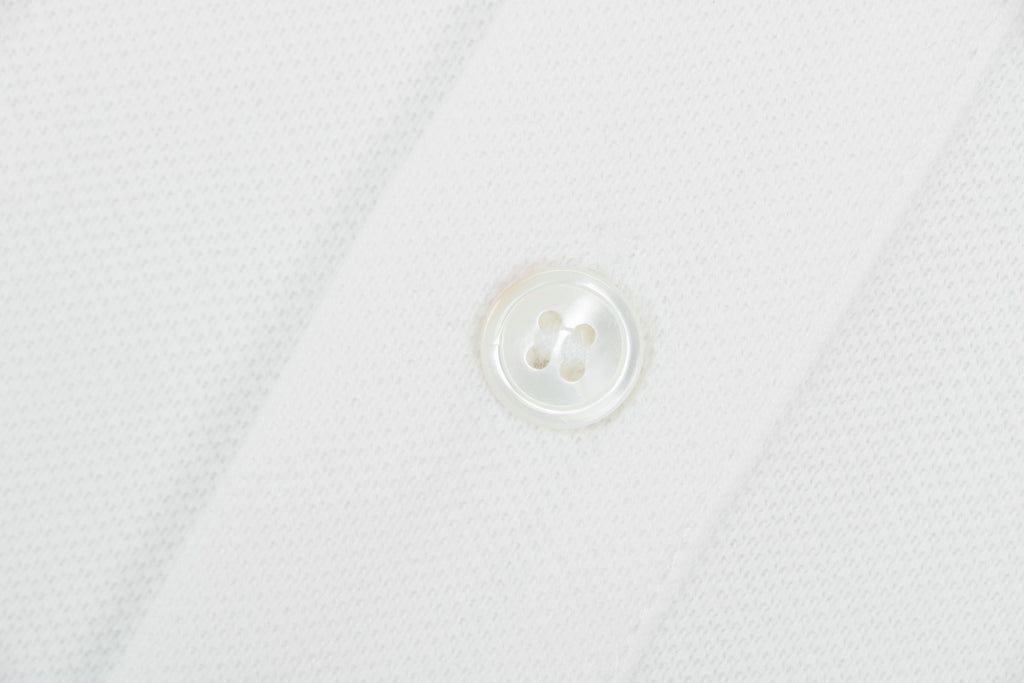 Prada Gold Triangle Logo Piqué Short Sleeve Polo Shirt — White