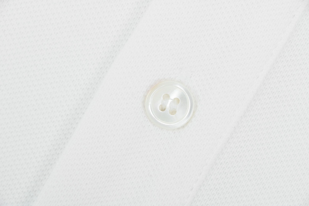Prada Gold Triangle Logo Piqué Short Sleeve Polo Shirt — White