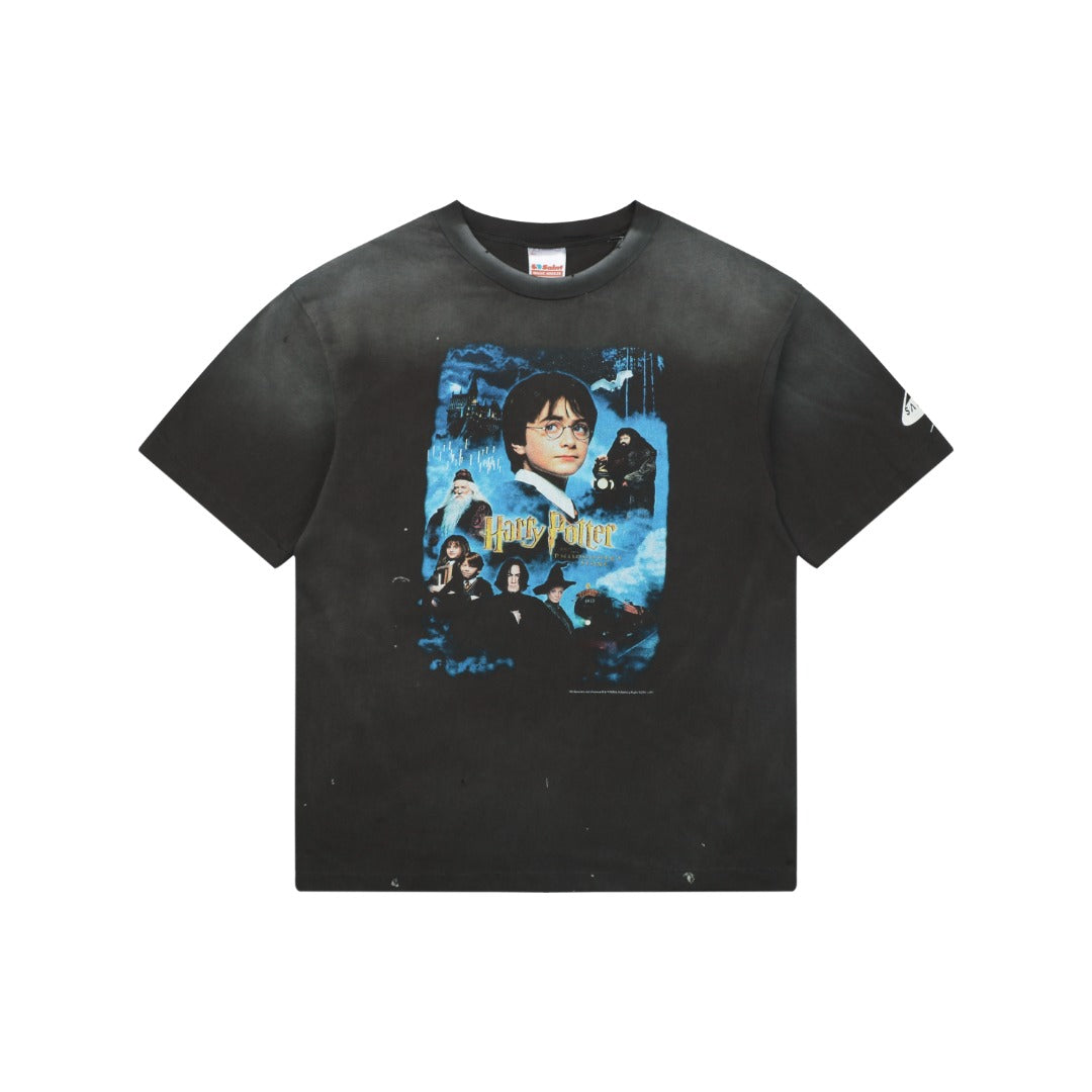 Saint Michael Harry Potter Hogwarts Castle & Hedwig Double-Sided Print Oversized Short Sleeve Tee