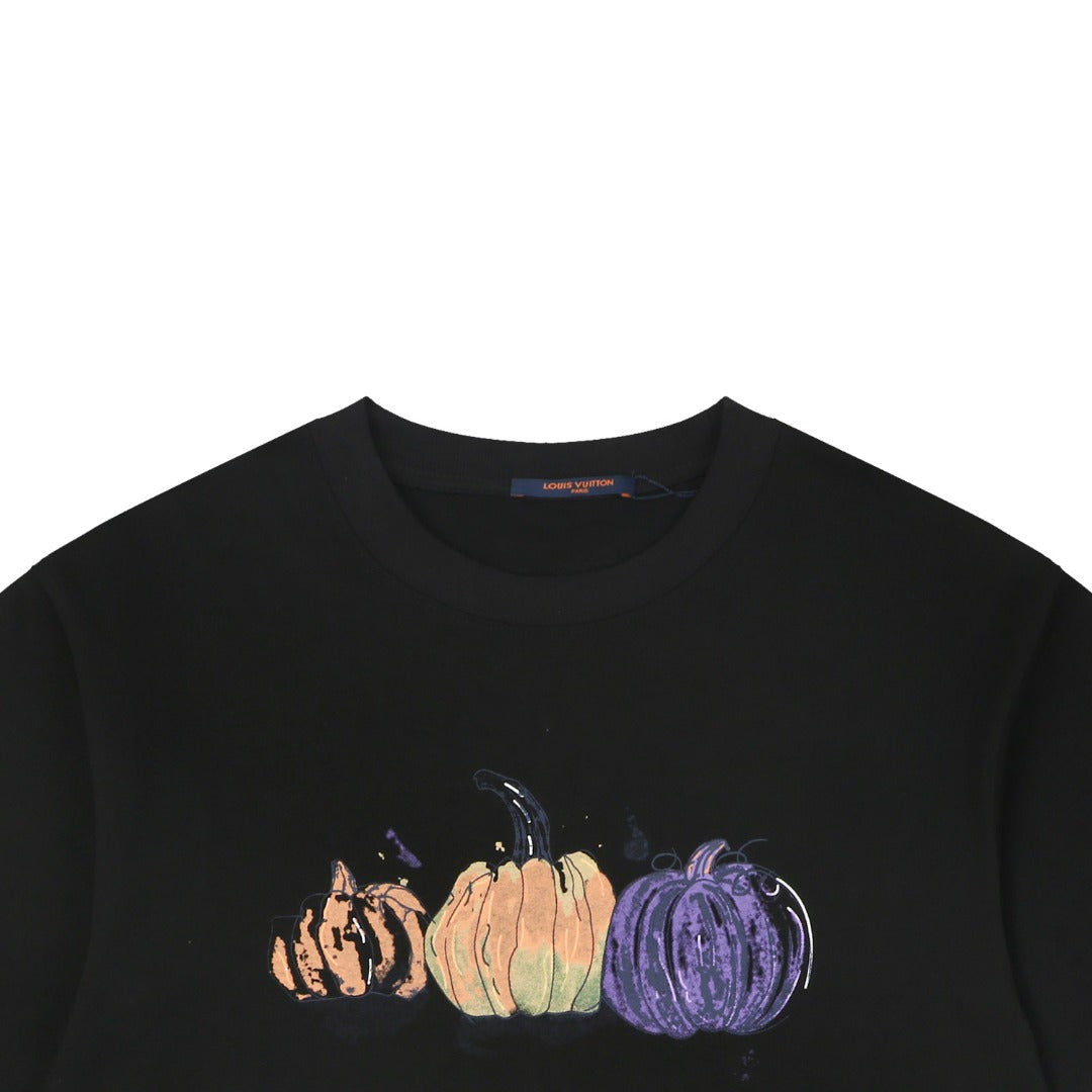 Louis Vuitton Hand-Painted Graffiti Pumpkin Graphic Oversized Short Sleeve Tee