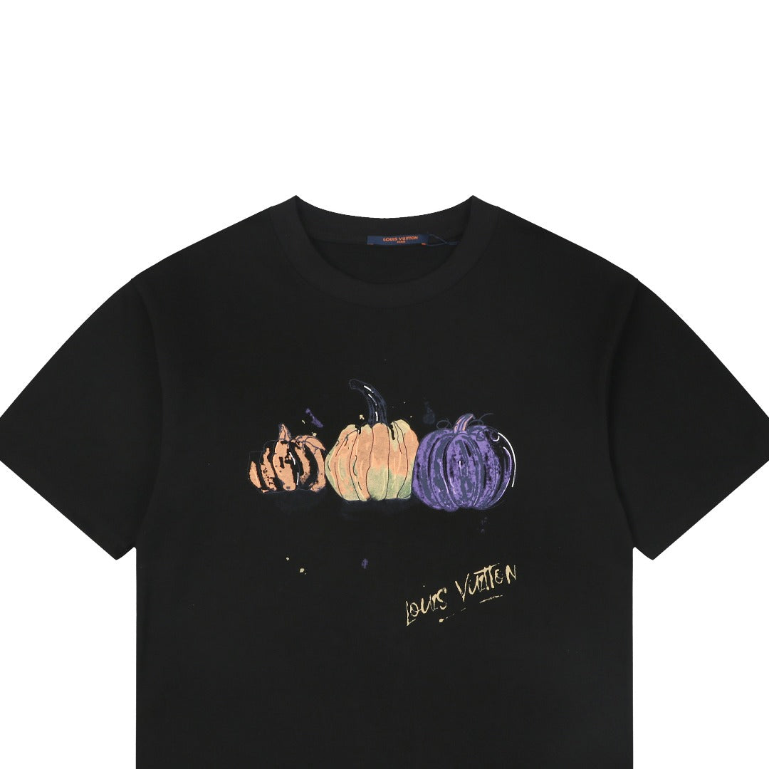 Louis Vuitton Hand-Painted Graffiti Pumpkin Graphic Oversized Short Sleeve Tee