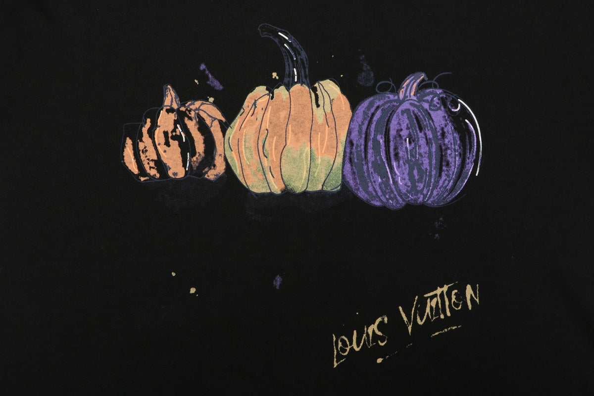 Louis Vuitton Hand-Painted Graffiti Pumpkin Graphic Oversized Short Sleeve Tee