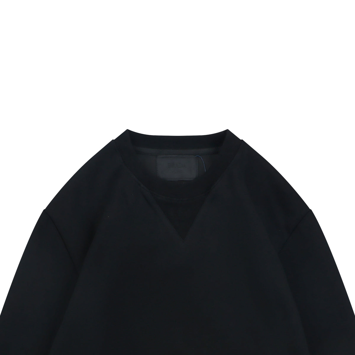 Prada Nylon Patch Triangle Logo Crewneck Sweatshirt Black