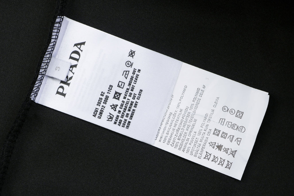 Prada Nylon Patch Triangle Logo Crewneck Sweatshirt Black